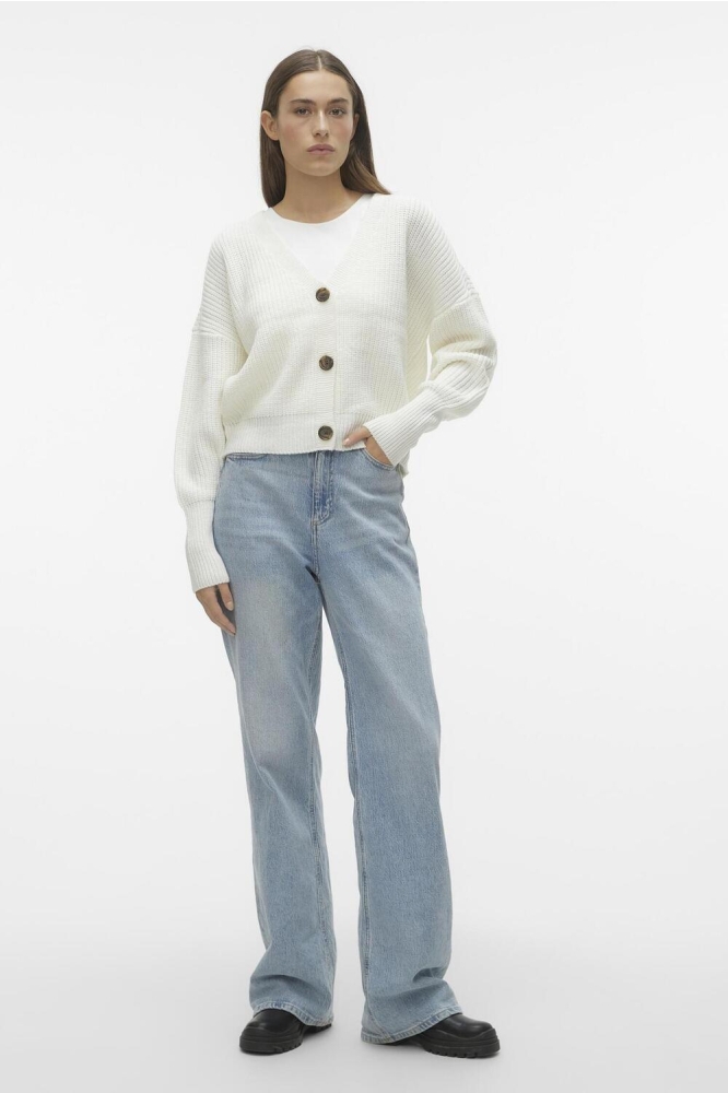 VMLEA LS V-NECK CUFF CARDIGAN NOOS 10249632 CLOUD DANCER